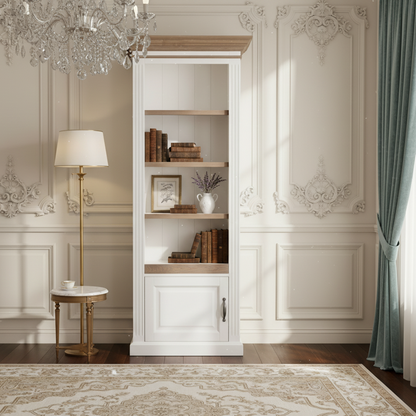 Bibliothèque avec porte - avec des panneaux de bossage "Chêne et Pin Romance"