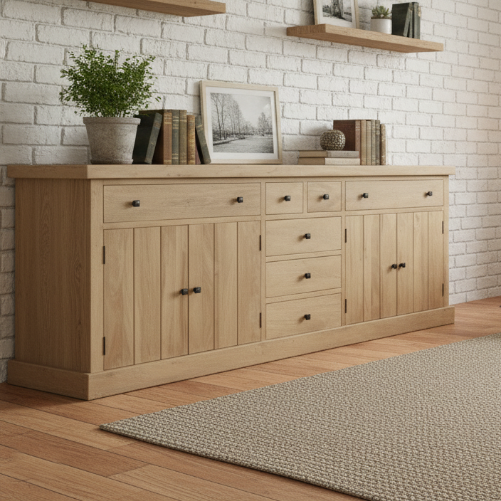 Buffet 7 tiroirs 4 portes bois massif en manguier – Scandinaves