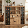 Buffet haut 2P vitree 2 portes 4 tiroirs bois massif en manguier – Scandinaves