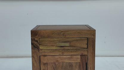 Mesa de cabeceira de madeira nervurada - Dobradiça direita | Acacia Ramani