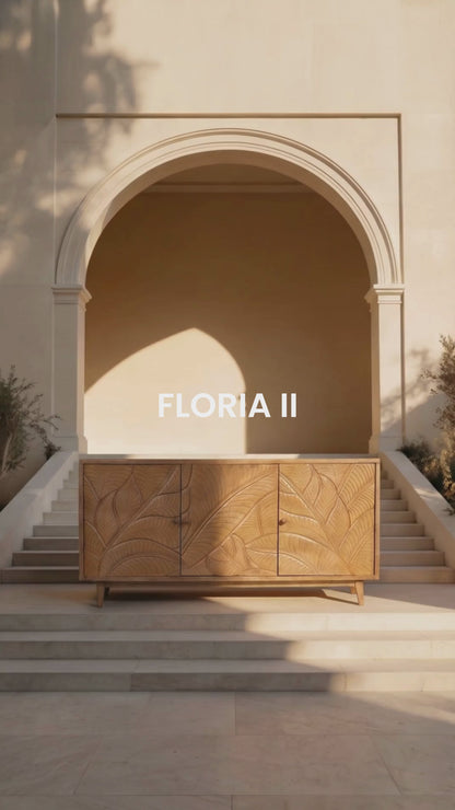 Aparador de mango de 3 puertas de madera maciza de mango - Floria