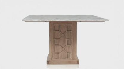Table à manger carrée 130 avec plateau en marbre | Acacia Punjab-II