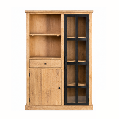 Vitrine 2 Portes et 1 Tiroir bois massif en manguier – Scandinaves